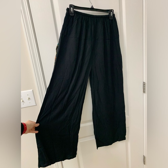 Black Hobo Embroidered Wide Leg Pants - Picture 17 of 17